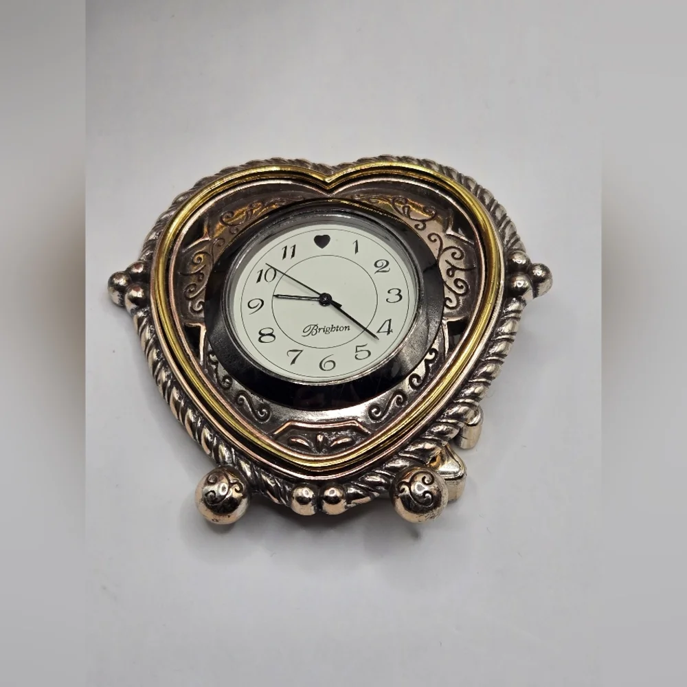 Brighton Ornate Heart Clock in Silver and Gold